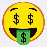 Emoticon Money Mouth Face With Dollar Sign Eyes Rich Flat Bill Trucker Hat