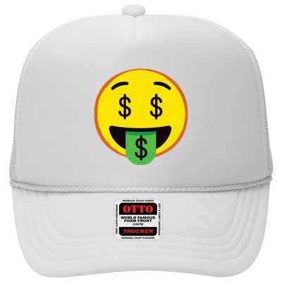 Emoticon Money Mouth Face With Dollar Sign Eyes Rich Trucker Hat
