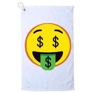 Emoticon Money Mouth Face With Dollar Sign Eyes Rich Platinum Collection Golf Towel