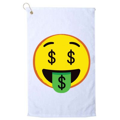 Emoticon Money Mouth Face With Dollar Sign Eyes Rich Golf Towel