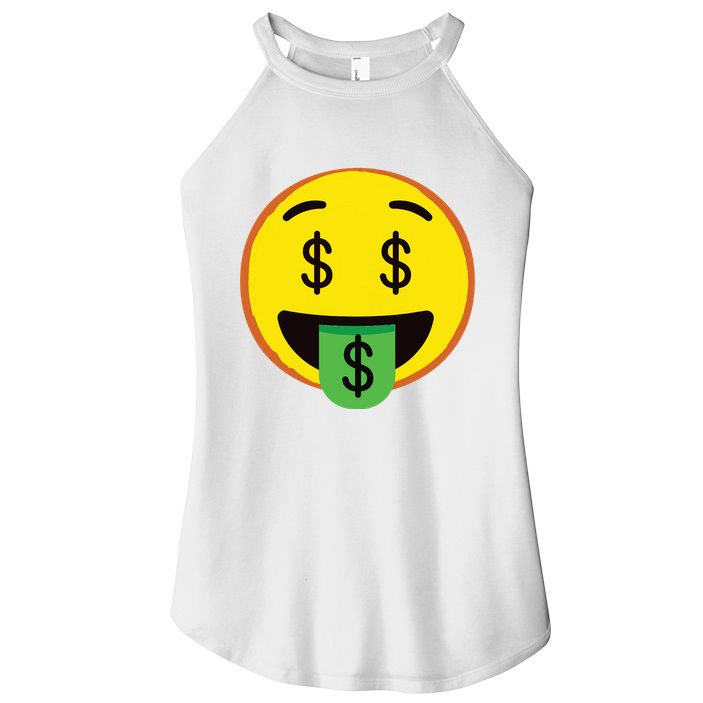 Emoticon Money Mouth Face With Dollar Sign Eyes Rich Women's Perfect Tri Rocker Tank