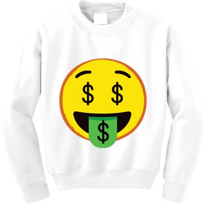 Emoticon Money Mouth Face With Dollar Sign Eyes Rich Kids Sweatshirt