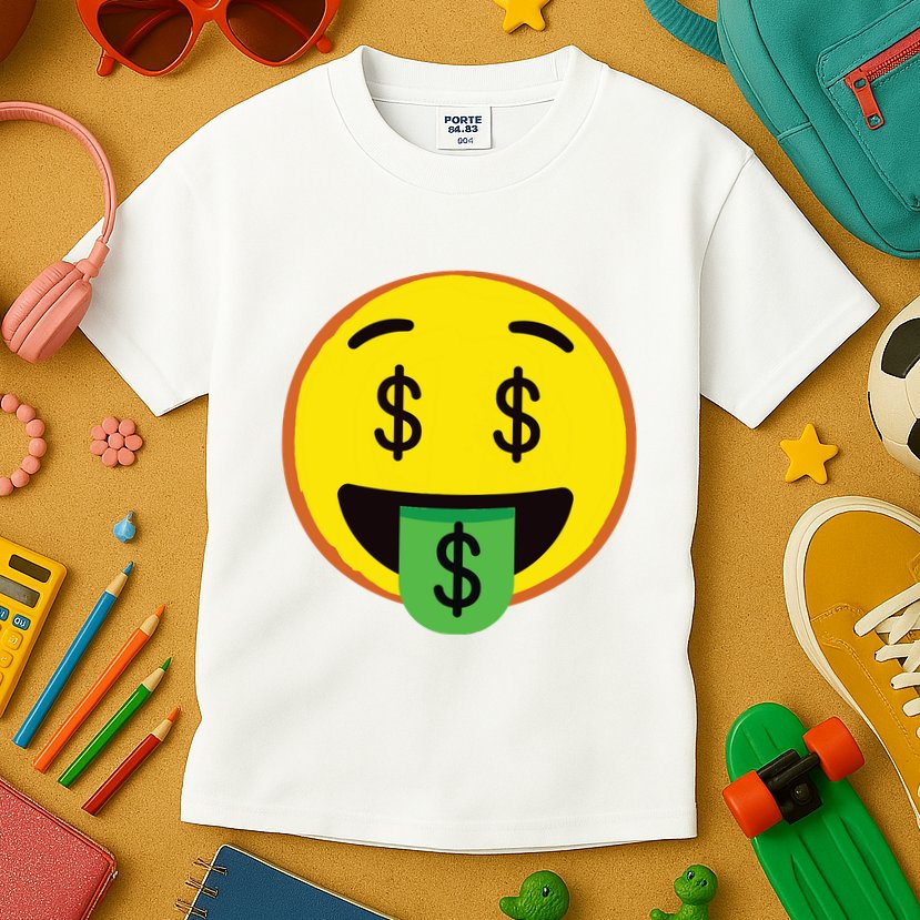 Emoticon Money Mouth Face With Dollar Sign Eyes Rich Kids T-Shirt