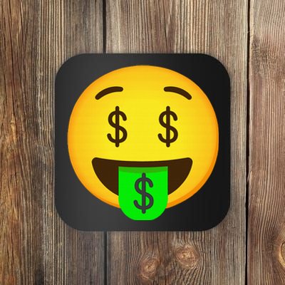 Emoticon Money Mouth Face With Dollar Sign Eyes Rich Coaster