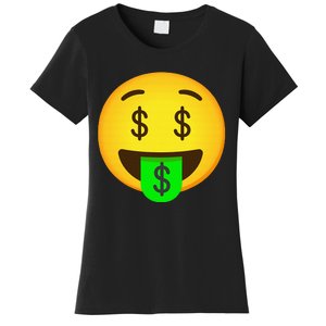 Emoticon Money Mouth Face With Dollar Sign Eyes Rich Women's T-Shirt