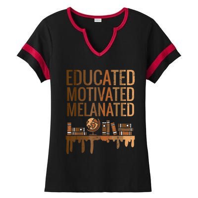 Educated Motivated Melanated Black History African Pride Ladies Halftime Notch Neck Tee