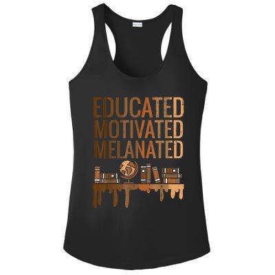 Educated Motivated Melanated Black History African Pride Ladies PosiCharge Competitor Racerback Tank