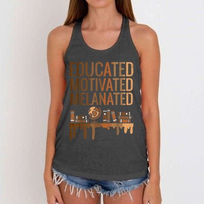 Educated Motivated Melanated Black History African Pride Women's Knotted Racerback Tank