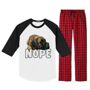 English Mastiff Nope Funny Lazy Pet Dog Cute Raglan Sleeve Pajama Set