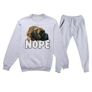 English Mastiff Nope Funny Lazy Pet Dog Cute Premium Crewneck Sweatsuit Set