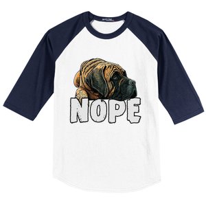 English Mastiff Nope Funny Lazy Pet Dog Cute Baseball Sleeve Shirt