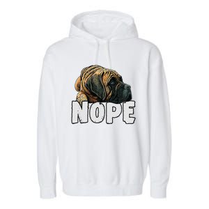 English Mastiff Nope Funny Lazy Pet Dog Cute Garment-Dyed Fleece Hoodie