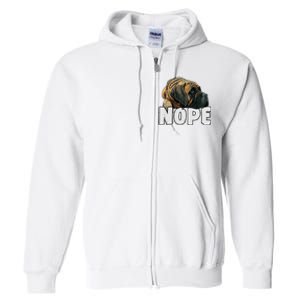 English Mastiff Nope Funny Lazy Pet Dog Cute Full Zip Hoodie