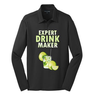 Expert Maker Nightclub Bartender Resort Mixed Gift Silk Touch Performance Long Sleeve Polo