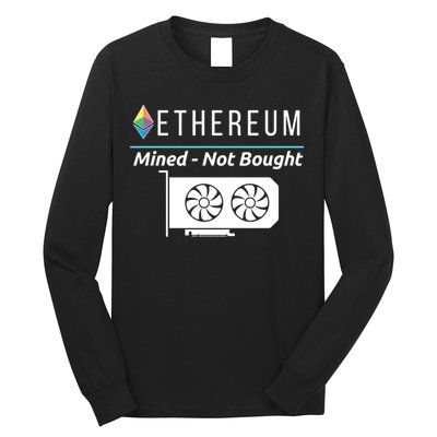 Ethereum Mined Not Bought GPU Mining Rigs ETH Crypto Miner Long Sleeve Shirt