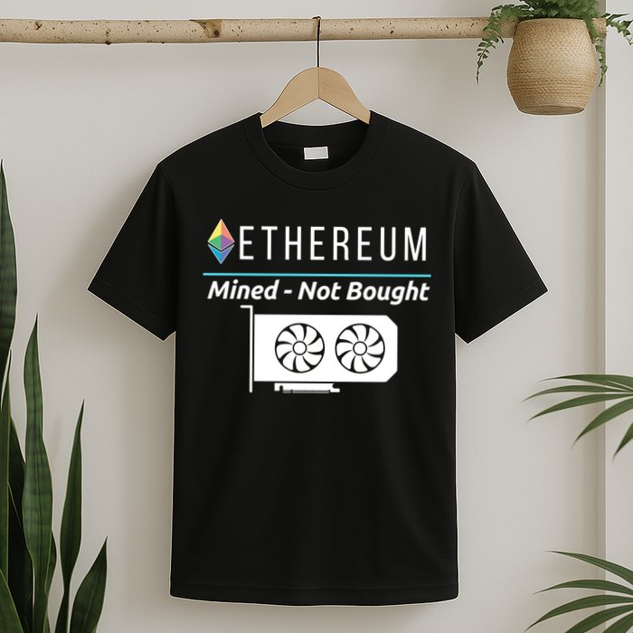 Ethereum Mined Not Bought GPU Mining Rigs ETH Crypto Miner T-Shirt