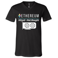 Ethereum Mined Not Bought GPU Mining Rigs ETH Crypto Miner V-Neck T-Shirt