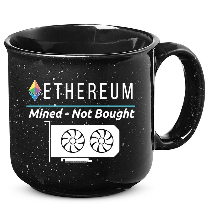 Ethereum Mined Not Bought GPU Mining Rigs ETH Crypto Miner 15oz Campfire Ceramic Mug