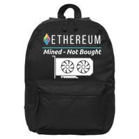 Ethereum Mined Not Bought GPU Mining Rigs ETH Crypto Miner 16 in Basic Backpack
