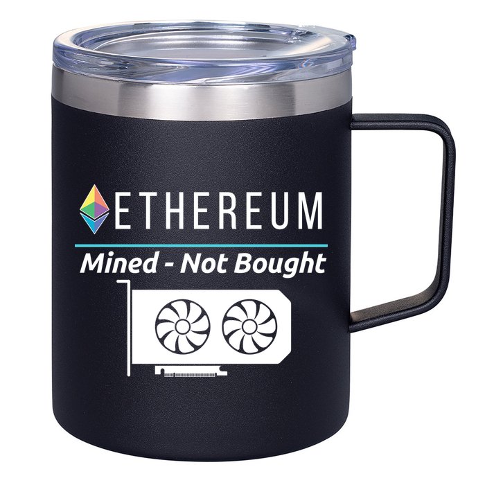 Ethereum Mined Not Bought GPU Mining Rigs ETH Crypto Miner 12oz Stainless Steel Coffee Mug