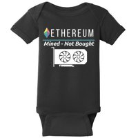 Ethereum Mined Not Bought GPU Mining Rigs ETH Crypto Miner Baby Bodysuit