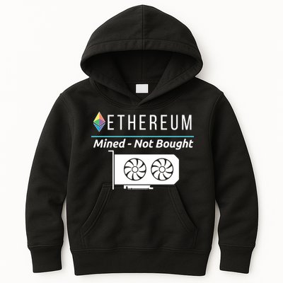 Ethereum Mined Not Bought GPU Mining Rigs ETH Crypto Miner Kids Hoodie