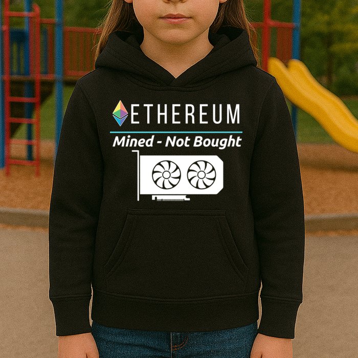 Ethereum Mined Not Bought GPU Mining Rigs ETH Crypto Miner Kids Hoodie