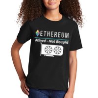 Ethereum Mined Not Bought GPU Mining Rigs ETH Crypto Miner Kids T-Shirt