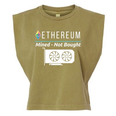 Ethereum Mined Not Bought GPU Mining Rigs ETH Crypto Miner Garment-Dyed Women's Muscle Tee