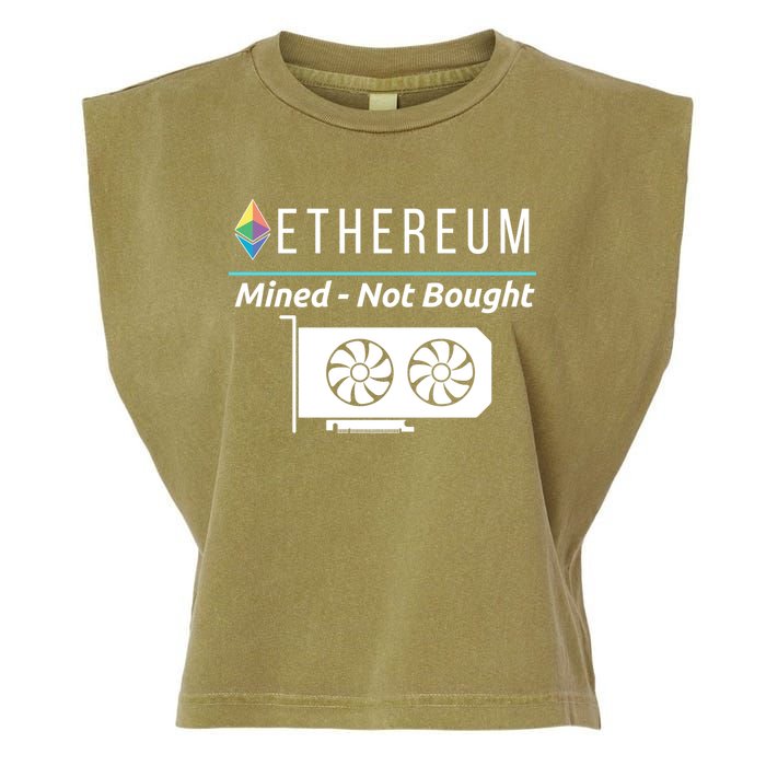 Ethereum Mined Not Bought GPU Mining Rigs ETH Crypto Miner Garment-Dyed Women's Muscle Tee