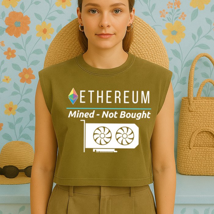 Ethereum Mined Not Bought GPU Mining Rigs ETH Crypto Miner Garment-Dyed Women's Muscle Tee