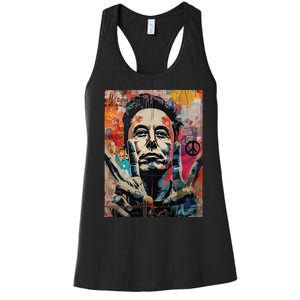 Elon Musk Nobel Peace Prize Garment Dyed Women's Racerback Tank