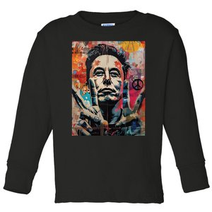 Elon Musk Nobel Peace Prize Garment Dyed Toddler Long Sleeve Shirt