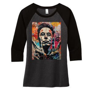 Elon Musk Nobel Peace Prize Garment Dyed Women's Tri-Blend 3/4-Sleeve Raglan Shirt