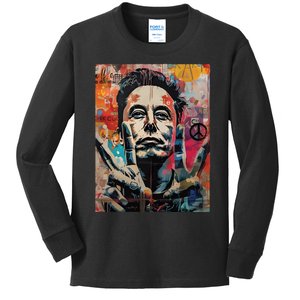 Elon Musk Nobel Peace Prize Garment Dyed Kids Long Sleeve Shirt