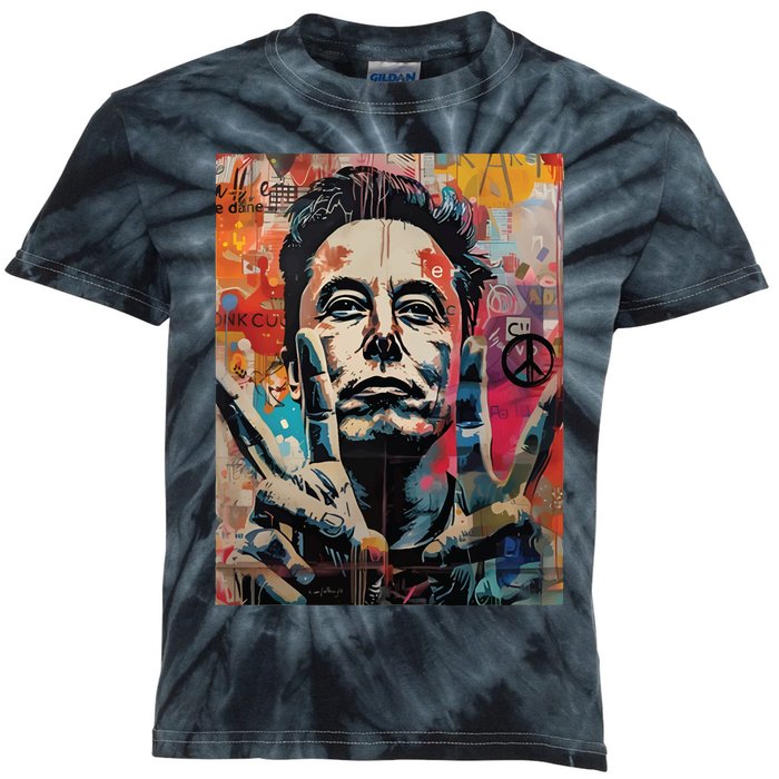 Elon Musk Nobel Peace Prize Garment Dyed Kids Tie-Dye T-Shirt