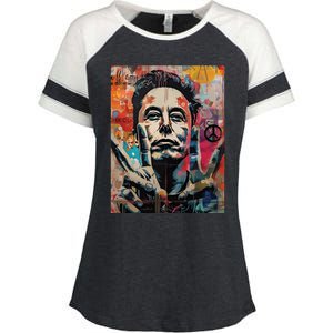 Elon Musk Nobel Peace Prize Garment Dyed Enza Ladies Jersey Colorblock Tee