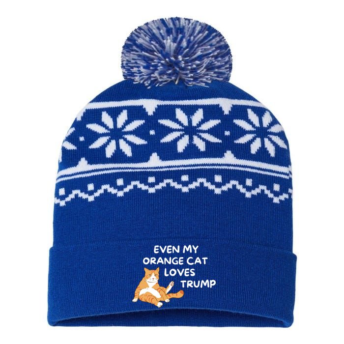 Even My Orange Cat Loves Trump The Felon 2024 Us Election Gift USA-Made Snowflake Beanie