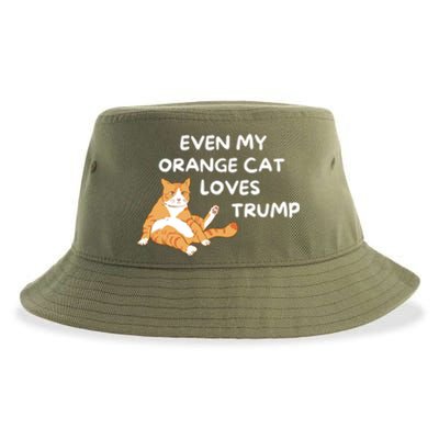 Even My Orange Cat Loves Trump The Felon 2024 Us Election Gift Sustainable Bucket Hat