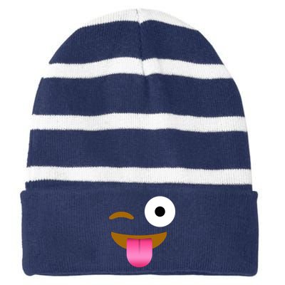 Emoji Costume Striped Beanie with Solid Band