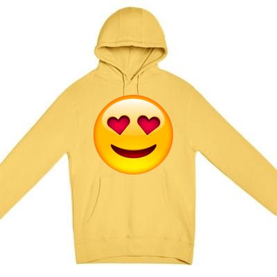 Emoticon Love Emoji Smiley with Heart Eyes Premium Pullover Hoodie