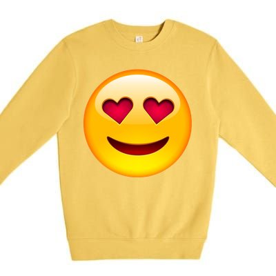 Emoticon Love Emoji Smiley with Heart Eyes Premium Crewneck Sweatshirt