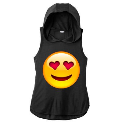 Emoticon Love Emoji Smiley with Heart Eyes Ladies PosiCharge Tri-Blend Wicking Draft Hoodie Tank