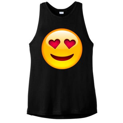 Emoticon Love Emoji Smiley with Heart Eyes Ladies PosiCharge Tri-Blend Wicking Tank