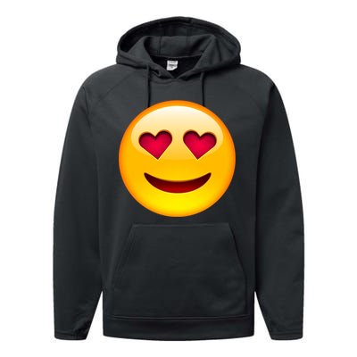 Emoticon Love Emoji Smiley with Heart Eyes Performance Fleece Hoodie