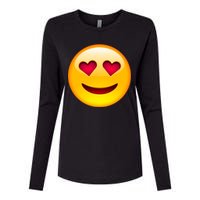 Emoticon Love Emoji Smiley with Heart Eyes Womens Cotton Relaxed Long Sleeve T-Shirt