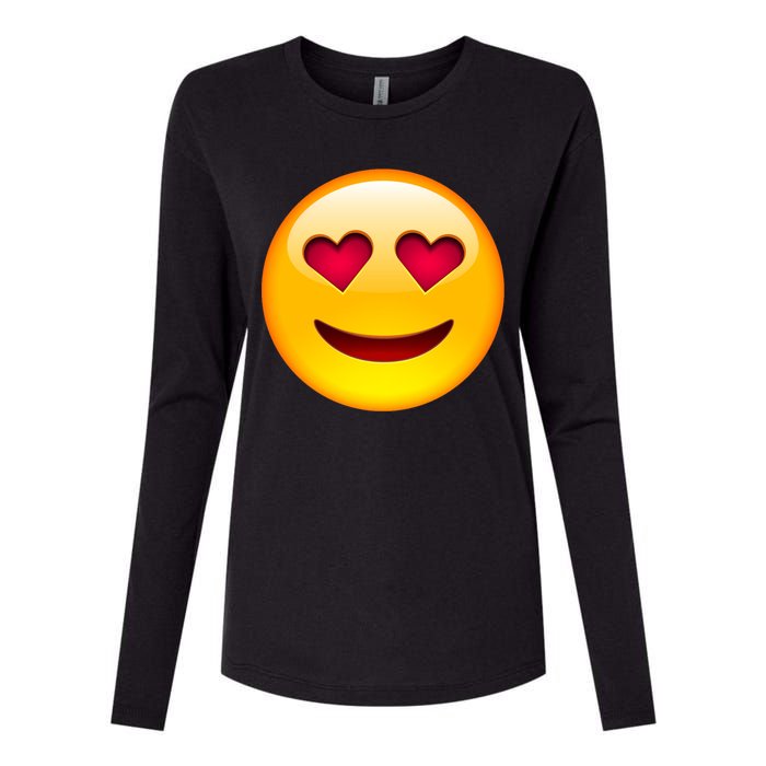 Emoticon Love Emoji Smiley with Heart Eyes Womens Cotton Relaxed Long Sleeve T-Shirt