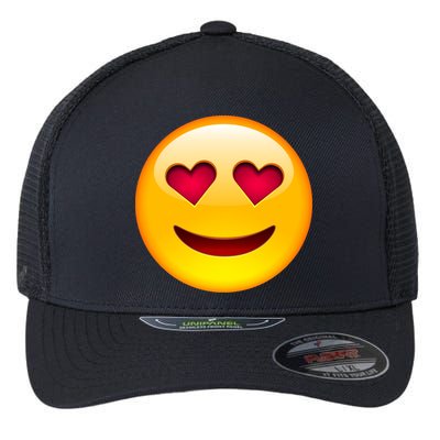 Emoticon Love Emoji Smiley with Heart Eyes Flexfit Unipanel Trucker Cap