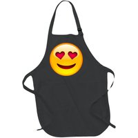 Emoticon Love Emoji Smiley with Heart Eyes Full-Length Apron With Pockets