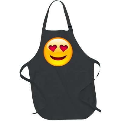 Emoticon Love Emoji Smiley with Heart Eyes Full-Length Apron With Pockets